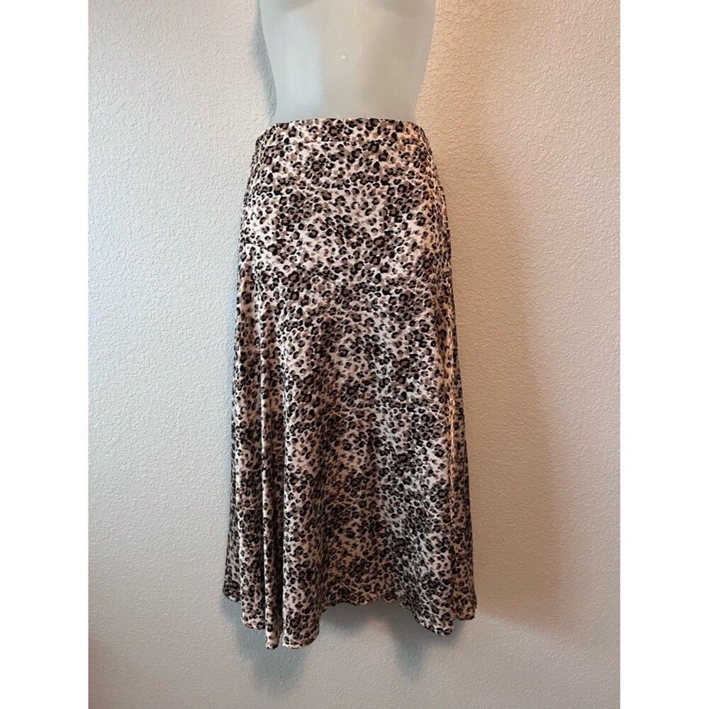 Chenault Leopard Print Flowy Midi Skirt Side Slit S